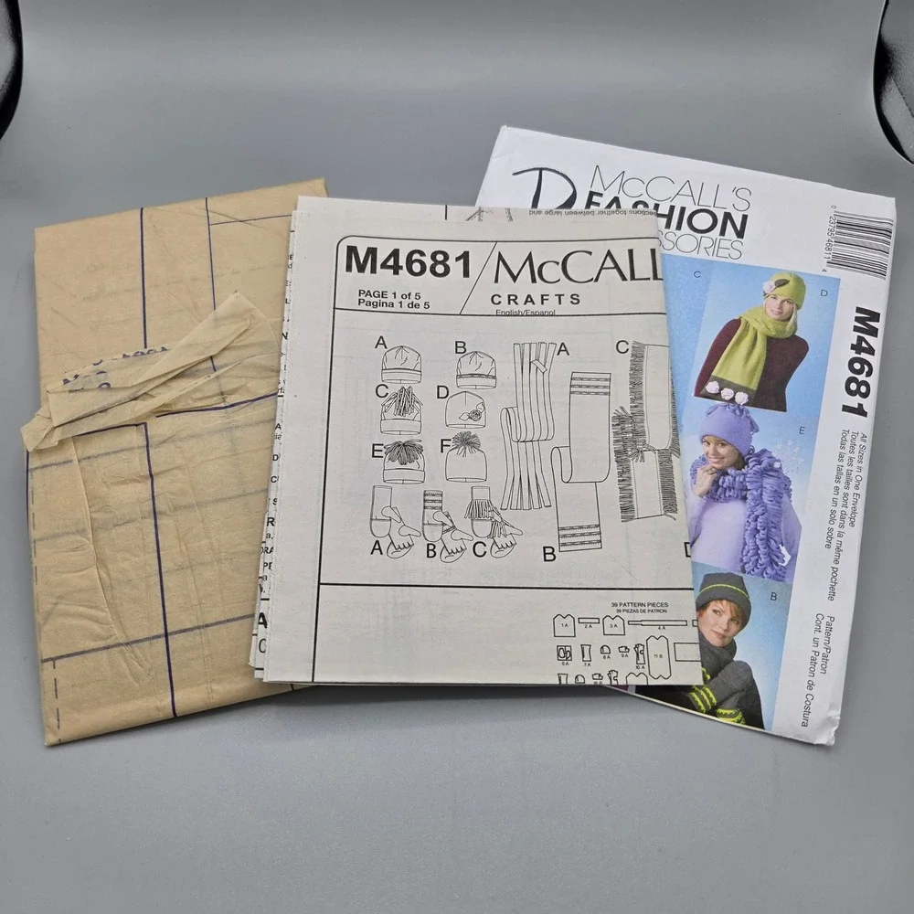 McCall's M4681 Fashion Accessories Sewing Pattern Hats Scarves Mittens Fleece